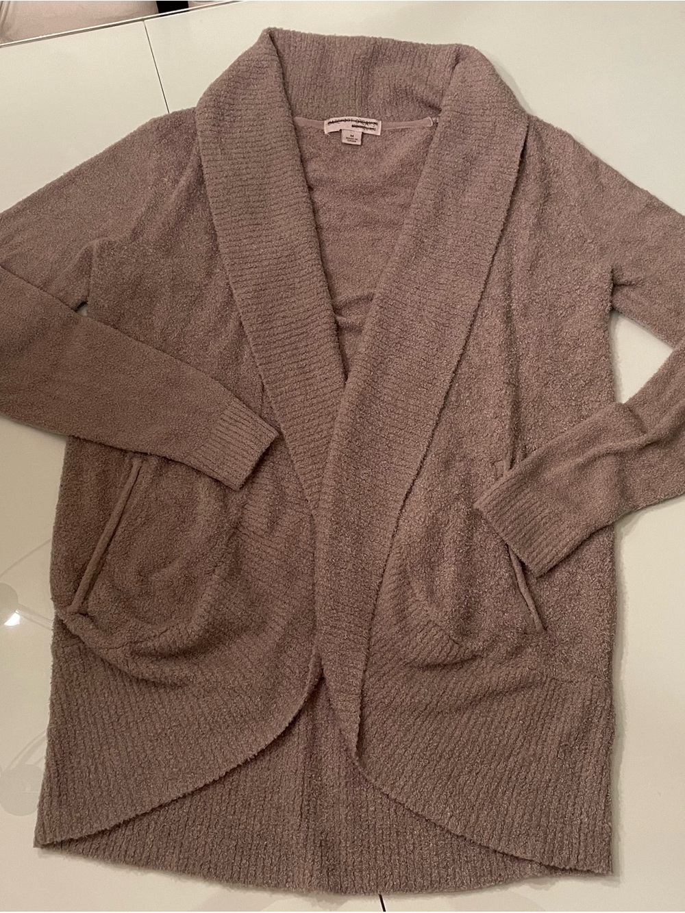 Barefoot Dreams Shawl Cardigan Sweater - Taupe